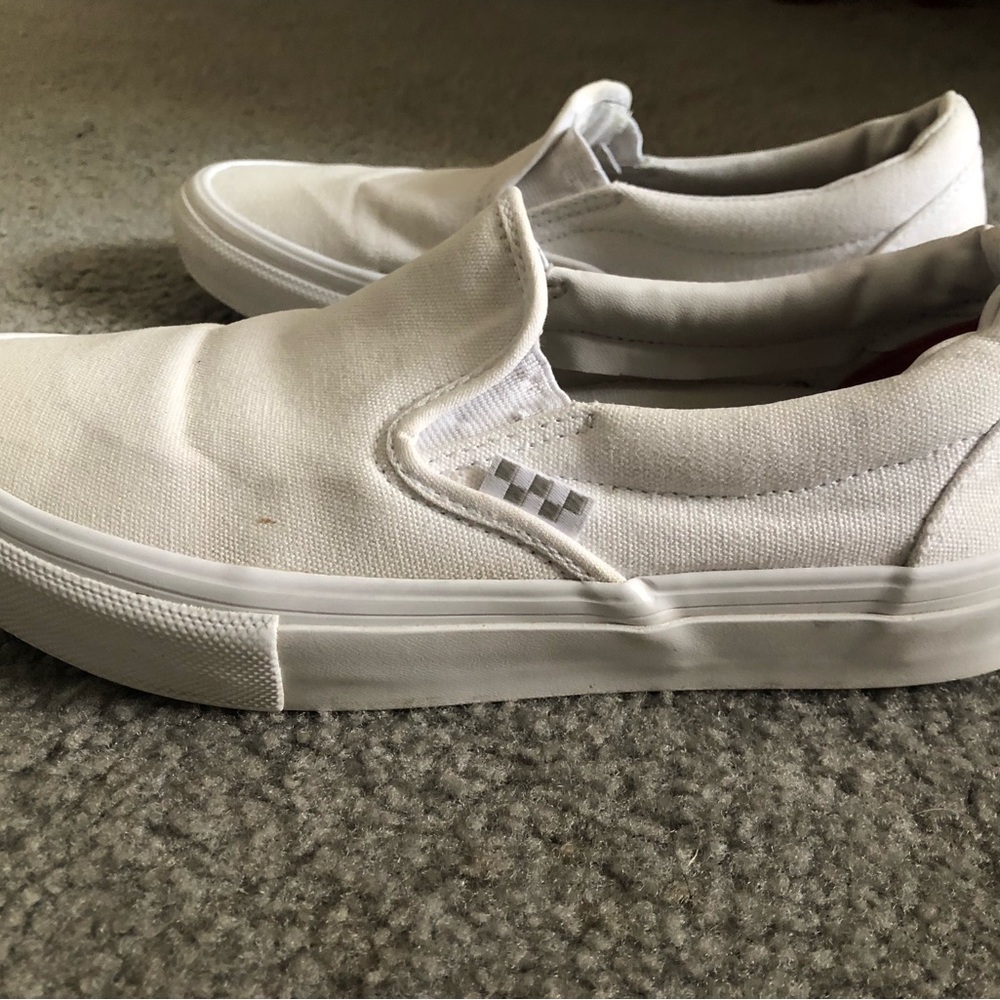 Vans White Skate Slip-On Canvas Sneakers